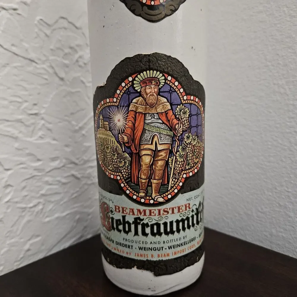 Vtg 1966 Beameister Liebfraumilch Stoneware Wine Bottle Decorative Decanter
